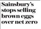 Expok's tweet photo. 🇬🇧 La cadena británica @sainsburys dejará de vender huevos 🥚 marrones como parte de su estrategia de descarbonización. 
La empresa afirma que los huevos blancos tienen una menor huella de carbono debido a menores requerimientos de alimentación.

#ESG #Retail #NetZero #Sostenibilidad #descarbonizacion 

Fuente: @dailytelegraph