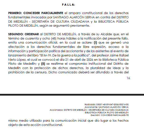 Santialar5611's tweet photo. El fallo de tutela en primera instancia ordena al alcalde @FicoGutierrez  reconocer la afectación a derechos y emitir una comunicación oficial, sin embargo el alcalde a la fecha se ha negado a cumplir la decisión del juzgado 👇🏾 https://t.co/7vOrVzW53J