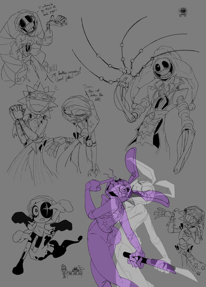 HaltmannMaxwell's tweet photo. Doodle page of all my fav scrunklies woah! (Top right Astro is supposed to be animated but Twitter won't let me post the gif version for some reason??)
#PoppyPlaytime #Fnaf #DandysWorld #ThePrototype #Sundrop #Moondrop #AstroNovalite #Glitchtrap https://t.co/DAPuTtEmoG