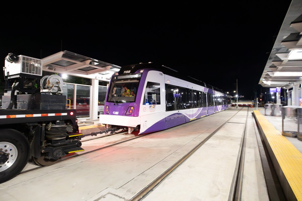 PurpleLineMD's tweet photo. Purple Line crews will begin Live Wire testing of light rail tracks and systems with a Light Rail Vehicle (LRV) between the Lyttonsville Operations and Maintenance Facility and Bethesda Station. 
For more information, visit here: https://t.co/cwIpu7wnCh. https://t.co/kfnuxrhQMH