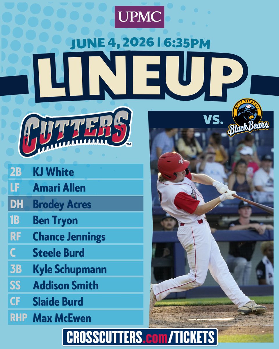crosscutters's tweet photo. Back at it again for some more Cutters baseball and our first of two Drone Shows of 2026 as we wrap the series against the @WVBlackBears tonight at 6:35pm!

Great seats still available either in-person at the Journey Bank Ballpark Box Office or at https://t.co/0N7FbSLfKw. https://t.co/dWKHBtEBjQ