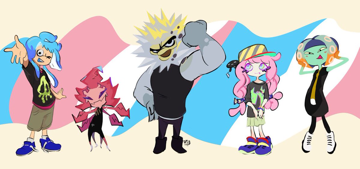Rooftop_Bunk's tweet photo. Still busy, so I’m reposting my (albeit old) trans awareness piece for pride! 

Happy pride everyone :3

#splatoon #splatband https://t.co/hUgvDLtosw