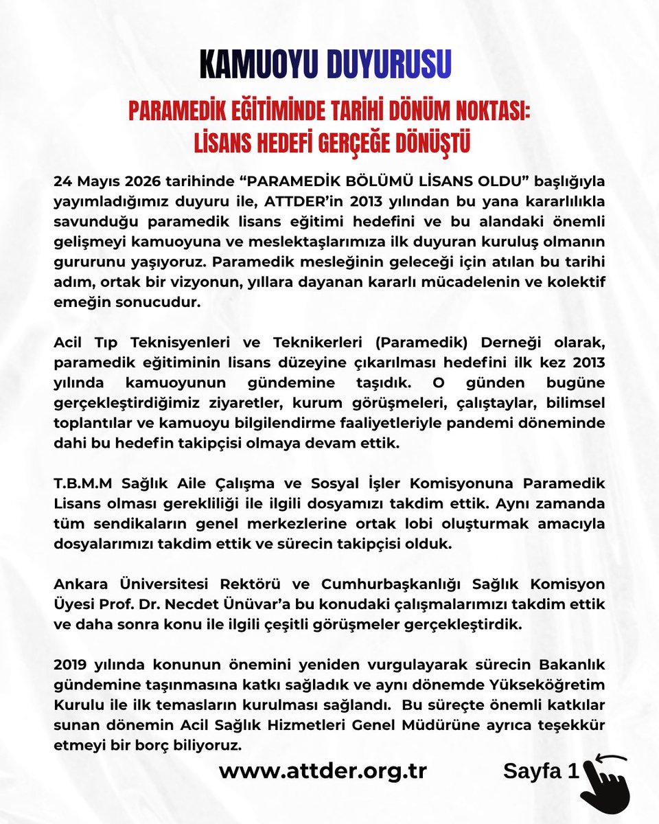attderorgtr's tweet photo. ATT DER Paramedik Lisans Programı Süreci Kamuoyu Duyurusu https://t.co/5tUvGptOuN