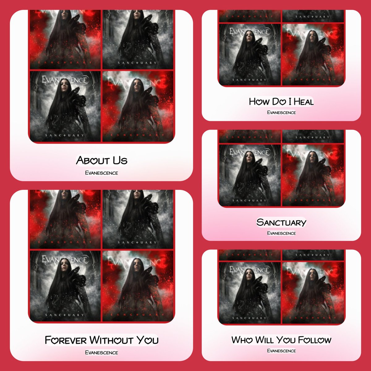 carly272016's tweet photo. My Top 5 At The moment 🤘🤟💿🎸🎶🎧🎵❤️🔥 #Evanescence #Sanctuary #CDS #MusicNerd #LoveMyMusic 😻😍🤩🥰😘 https://t.co/EZHU9V8hQ5