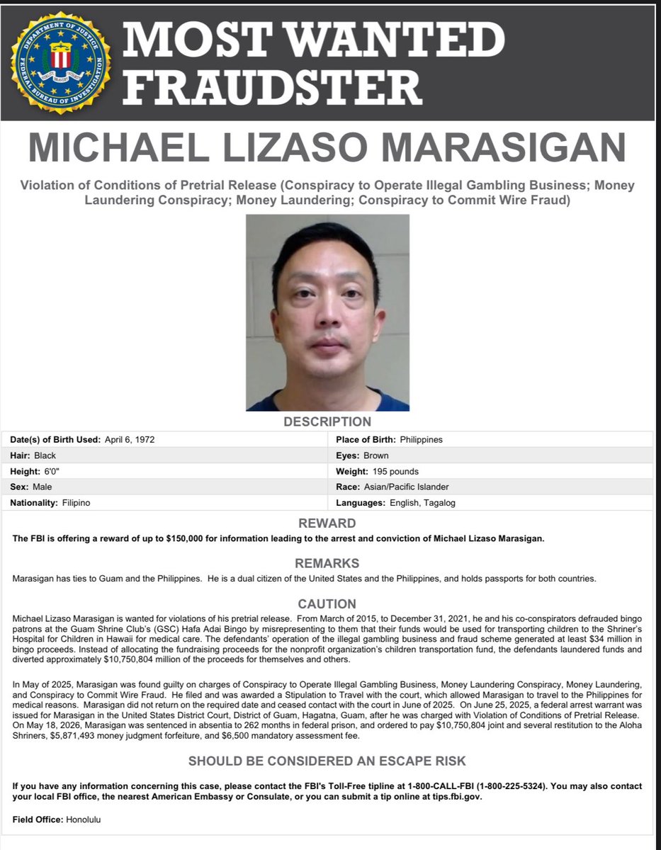 PbbMarcos's tweet photo. Most Wanted. 🇵🇭
@FBI https://t.co/7ldkXtKa3V