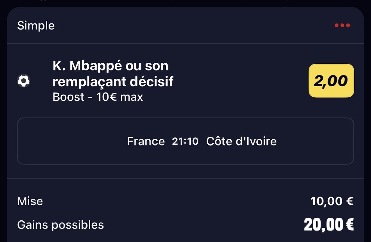 Arkham__61's tweet photo. Jv commencer une petite montante jusqu’à la CDM j’pense on commence avec le dictateur Mbappé grosse cote booster de Betclic décisif 2 https://t.co/omIKheqalo