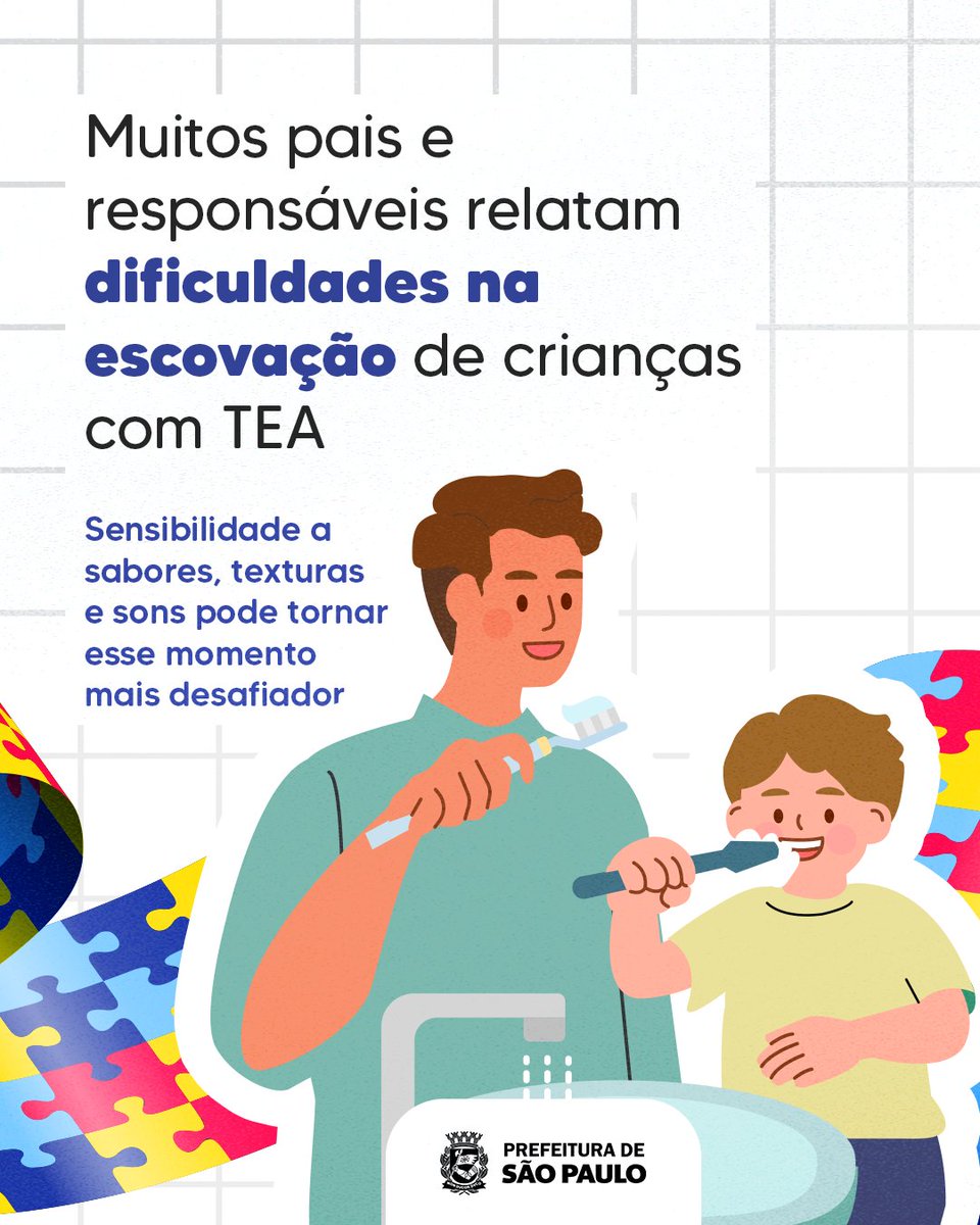 saudeprefsp's tweet photo. 🦷 A saúde bucal em crianças com TEA pode trazer desafios no dia a dia, principalmente por questões sensoriais e dificuldades na rotina de escovação.

Com acolhimento, orientação e acompanhamento profissional, é possível tornar esse momento mais tranquilo e estimular mais autonomia para as crianças e suas famílias. 💙

As UBSs da rede municipal oferecem atendimento em saúde bucal e orientação às famílias.

#SaudePrefSP #TEA #Autismo #SaudeBucal #SaudePublica