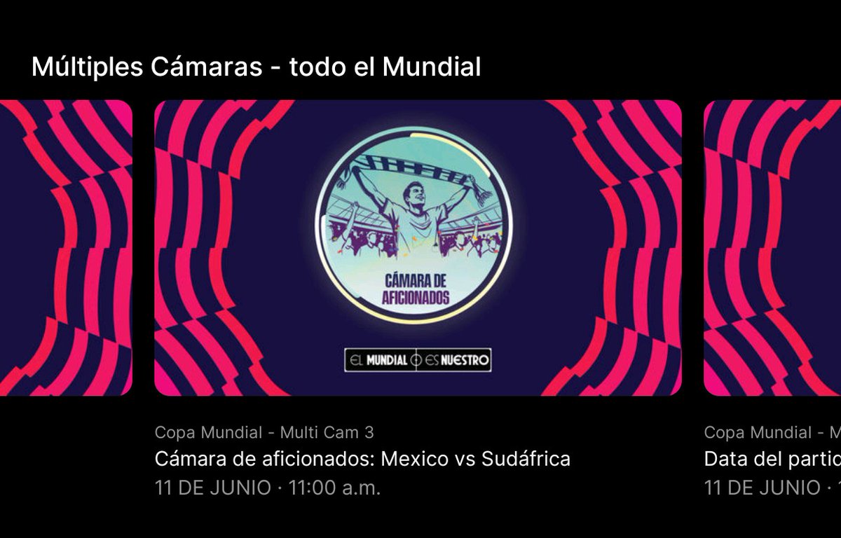 mcg292's tweet photo. Habrán multi cámaras en el mundial, ya aparecen programadas en la app de Vix
@PlatinumSportMX @Now_deportes @NewTVMx https://t.co/1Esw0JkcOZ