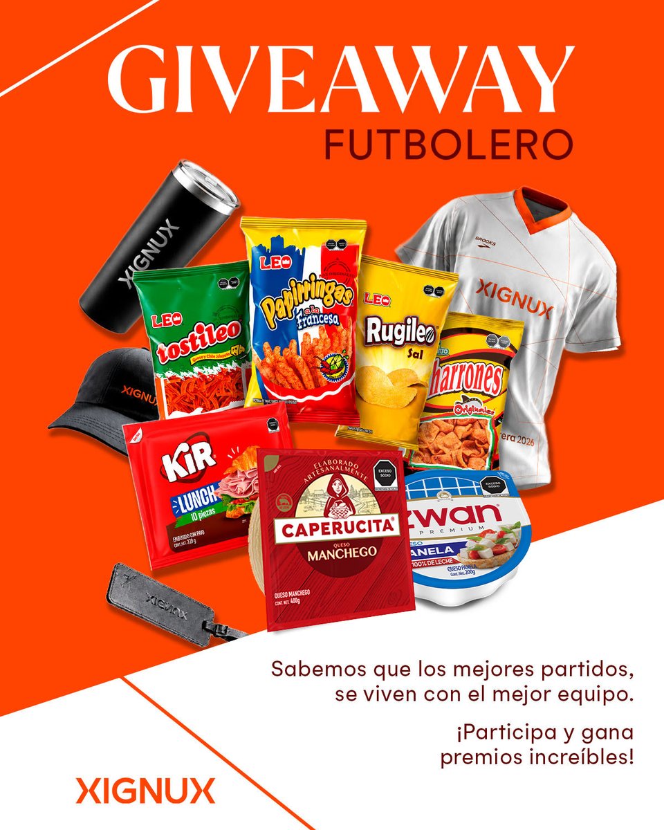 XIGNUX's tweet photo. ¡Disfruta la fiesta más grande del fútbol con nuestro giveaway! 

Participa en Instagram y gana kits especiales con productos de Qualtia, BYDSA y merch exclusiva de XIGNUX. 

Participa aquí: https://t.co/xReRjcc1BG?...

¡No olvides seguirnos en esta y en todas nuestras redes! https://t.co/V7QzKksBp4