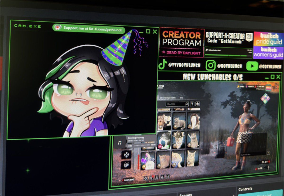 GothLunchTTV's tweet photo. Happy Thursday!!
Come join us for a chill stream while we prepare for the birthday subathon tomorrow!!!!
#dbdcreator #partnerpush 
https://t.co/e0BHUjub5X https://t.co/mp5Z3JLwJ6
