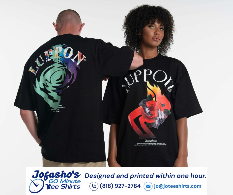 JofashoS's tweet photo. A custom shirt should not take days when you only need one today. Our one-hour printing service keeps things simple and fast.

Call us at (818) 927-2784 today for our quick services!

#Jofashos60MinuteTeeShirts #Tshirts #1hourT #customtshirts #tshirtdesign https://t.co/BS243nGRH3