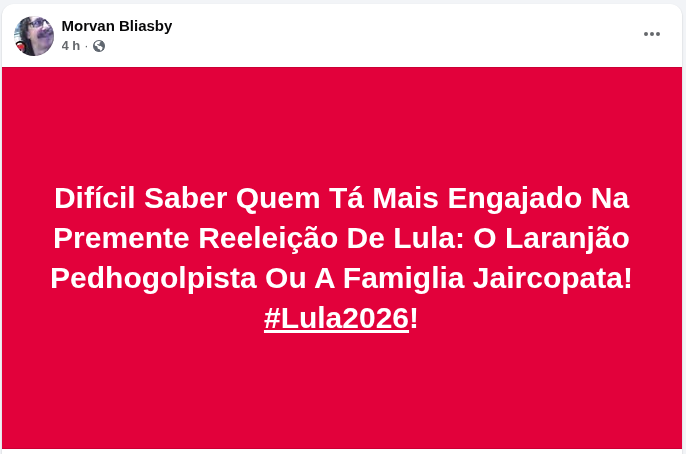 Morvan_br's tweet photo. @ContaratoSenado A famiglia Jaircopata elegerá Lula em turno único. https://t.co/9JdgYa0n51