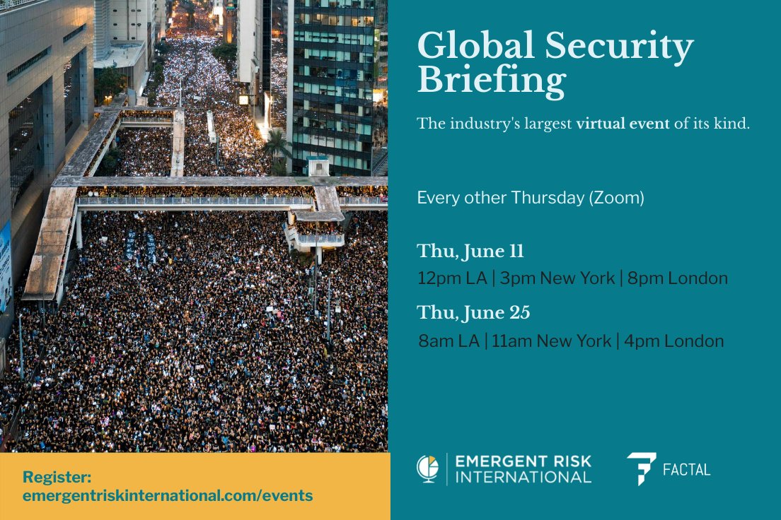ERIriskfeed's tweet photo. In the last few weeks, the Global Security Briefing (in association with our friends at @factal)  has covered:

- Threats and impacts ahead of the US Midterms
- Prediction markets
- World Cup security concerns
- Election violence in West Bengal
- Supply chain impacts of Russia-Ukraine & Iran
- El Nino
- World Cup security concerns (again)
- Insurgency in Mali

Register for the next biweekly webinar to get the very latest on security threats, supply chain impacts and geopolitical developments. 

Essential viewing for those in global security, business continuity and risk intelligence.

👉Register here: https://t.co/nG1DsiQ8Zm

#StrategicIntelligence #RiskIntelligence #RiskManagement #Geopolitics #SecurityIntelligence #PoliticalRisk #Intelligence #Security #Cybersecurity #CrisisManagement #SupplyChain #FutureForwardResilience