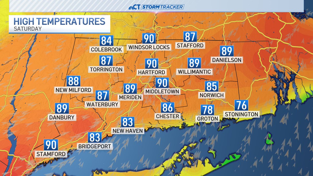 ryanhanrahan's tweet photo. 🥵 The heat builds tomorrow and Saturday with low 90s expected inland.

Thankfully, humidity values will remain low. https://t.co/yvZKf3sbKv