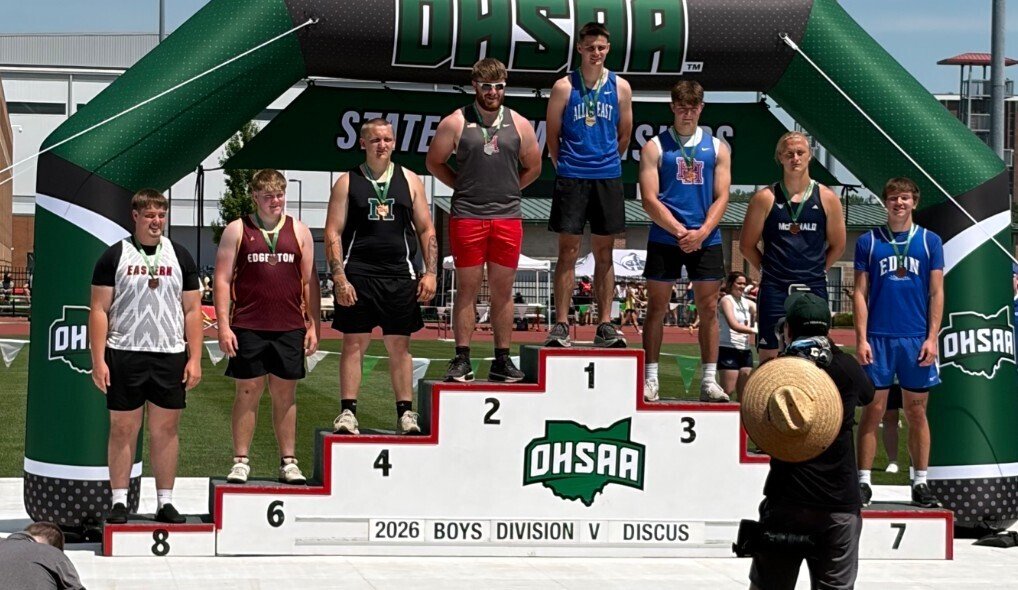 EasternLocalSD's tweet photo. Congratulations to Brewer Tomlison on finishing 8th overall in discus at the state track meet, earning All-Ohio honors and breaking his own school record in the final track meet of his career! #OnwardEagles https://t.co/BTCw4eBCMo