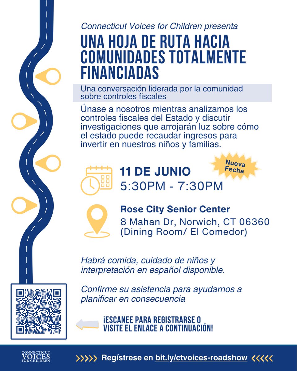 CTVoices's tweet photo. Next week: Norwich!

If you believe every policy decision should move us closer to a fair and just CT where all children can reach their full potential, this conversation is for you.

RSVP: https://t.co/swI5el5b01 

#PoliciesForThePeople https://t.co/9yYjO9y0xk