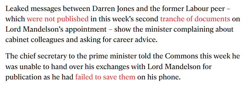 Hutch_Online's tweet photo. Another Labour MP with missing Mandelson messages? 
@darrenpjones what are the chances? 
@Keir_Starmer how's that transparency going mate? https://t.co/t6RrJzC42e