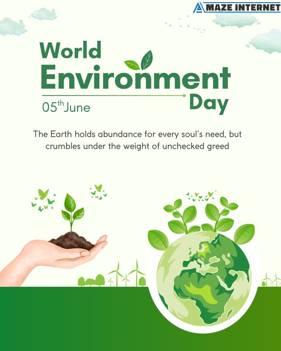 amazeinternet's tweet photo. 🌍 Every choice we make shapes the future of our planet.

Happy World Environment Day

#WorldEnvironmentDay #EnvironmentDay #GoGreen #SaveEarth #Sustainability #EcoFriendly #GreenFuture #ProtectNature #ClimateAction #ReduceReuseRecycle #EarthMatters https://t.co/XkeM6gCb8v