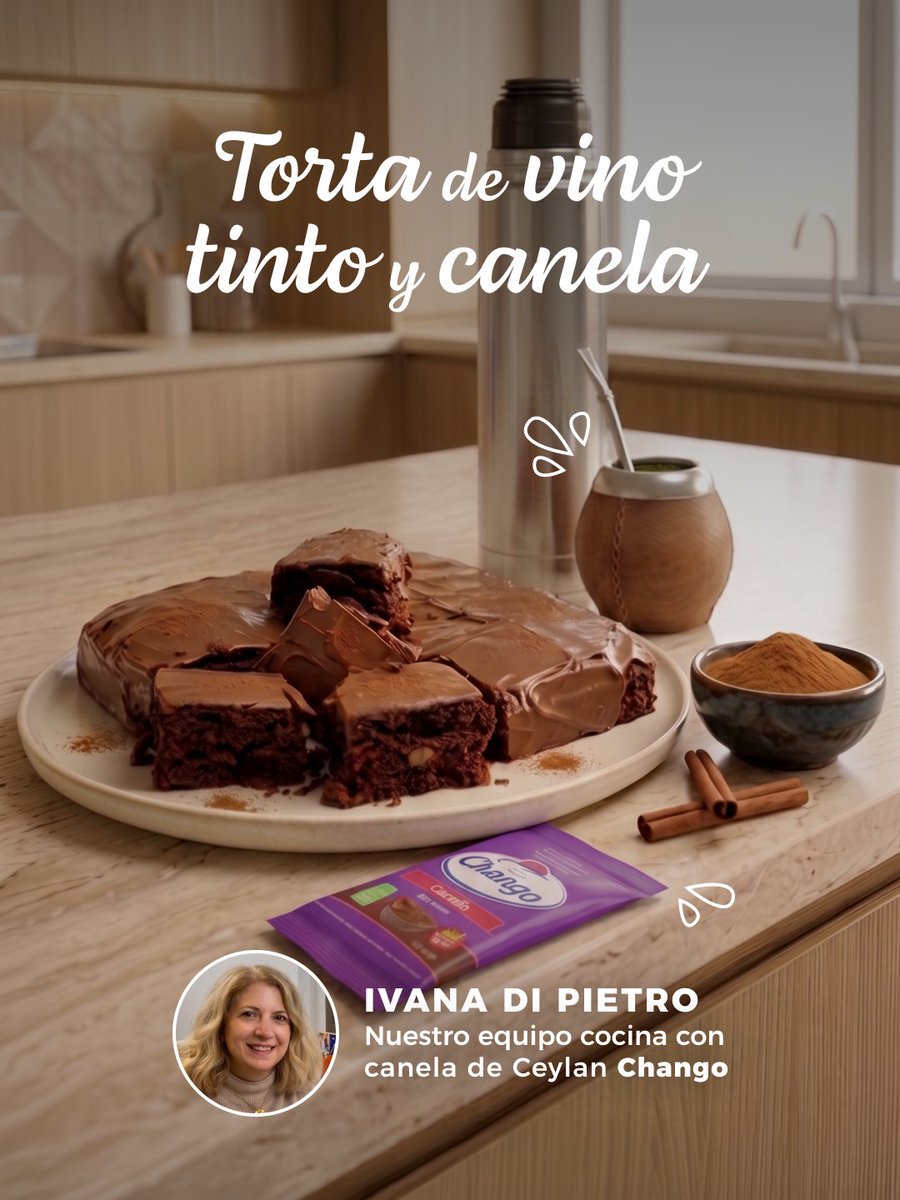 productoschango's tweet photo. ¿Vino tinto en una torta? 🍷👀

Sumale cacao, café, ralladura de naranja y Canela de Ceylan Chango, y vas a entender por qué esta receta sorprende desde el primer bocado.

Guardala y contanos si la probarías✨ https://t.co/d51lVzNoRa