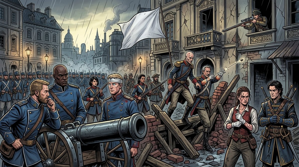 bookwormAIapp's tweet photo. Image of the Day from 'Powder Mage Trilogy 01 - Promise of Blood' -- Chapter 10 — BookwormAI comic strip

#Bookworm #BookIllustrations #DigitalArt https://t.co/cMMAd9UFSz