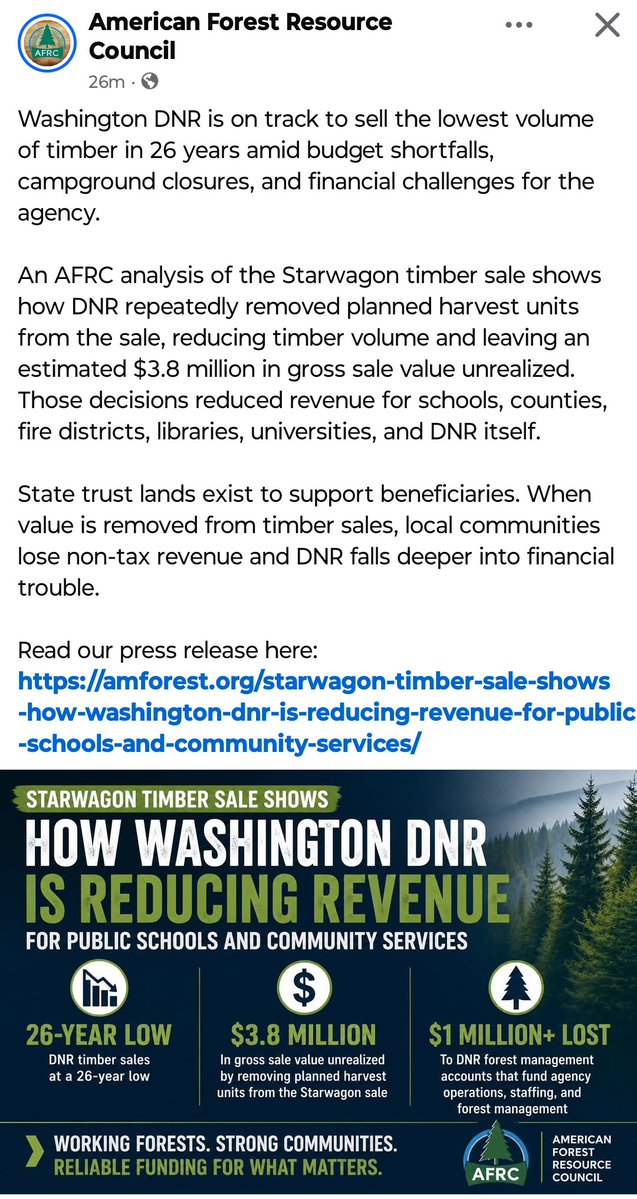 JimWalshLD19's tweet photo. WA DNR is a disaster.
Its incompetent "leadership" is costing WA taxpayers hundreds of millions of dollars. DNR needs new leadership. https://t.co/HmbSACUP2I
