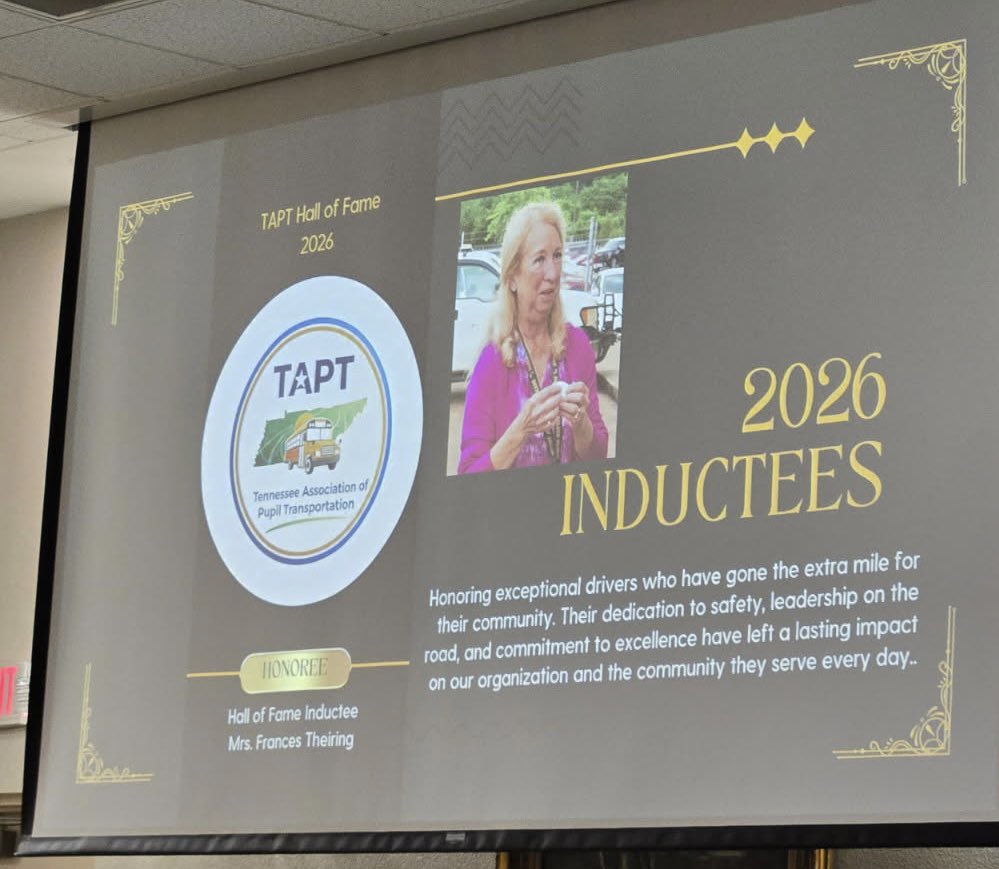 WilsonK12Tn's tweet photo. 🚌 HALL OF FAME CAREER! 🤩

We send our biggest and best congrats to WCS bus driver Mrs. Frances Theiring for being inducted into the Tennessee Association of Pupil Transportation’s (TAPT) Bus Driver Hall of Fame! 

1/.. https://t.co/dJZ9Qya24l