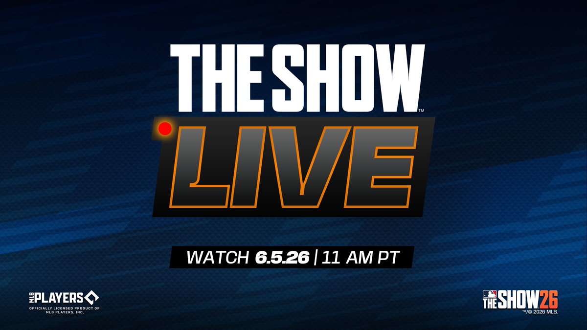 MLBTheShow's tweet photo. The 4th Inning begins today at noon PT!

Tune in to The Show LIVE at 11 AM PT to learn more!

YouTube: https://t.co/5A84aYj7pE 
Twitch: https://t.co/vGJG5kjolU https://t.co/0Tg0h6CTUX