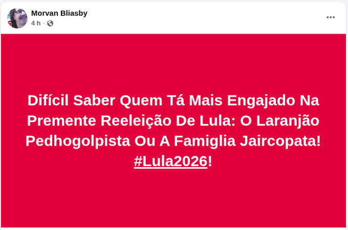 Morvan_br's tweet photo. @CostaJr2023 @LulaOficial Lula eleito em turno único. Consórcio Vorcaro &amp; famiglia Jaircopata preso! https://t.co/ZNvp0NTJvg