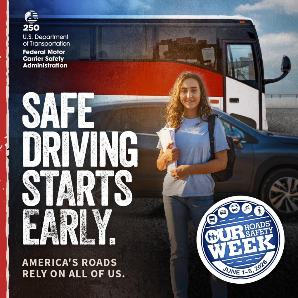 WomenInTrucking's tweet photo. It's @FMCSA's #OurRoadsOurSafetyWeek. 🚛

💡Today’s spotlight: It’s never too early to learn how to share the road with large trucks and buses. Build safe habits now.

👉For more information + resources: https://t.co/kfXLhqQOPL

#OurRoads #WomenInTrucking https://t.co/SDgGLRO6EE