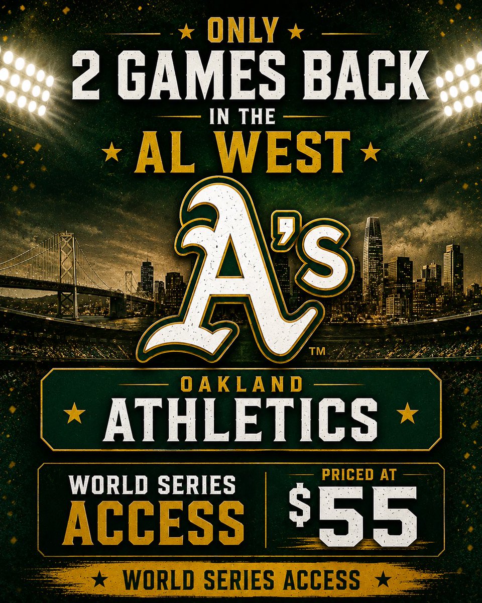 ForwardFanHQ's tweet photo. @EnglandLaf19814 @AthleticsRants Cheapest you’ll see World Series tickets for the A’s this year
🎟️https://t.co/IwLsXouBa9 https://t.co/YpvKQcJb9E
