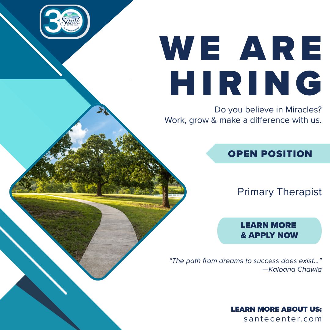 SanteCenter's tweet photo. Right now, we are looking for a caring &amp; talented individual for the role of Primary Therapist. 𝗟𝗘𝗔𝗥𝗡 𝗠𝗢𝗥𝗘 &amp; 𝗔𝗣𝗣𝗟𝗬 𝗡𝗢𝗪: https://t.co/Pn5Uvxq8f2
#nowhiring #healthcare #positionsavailable #jobs #careeropportunities #mentalhealth #santecenter #work https://t.co/rixztw8A8K