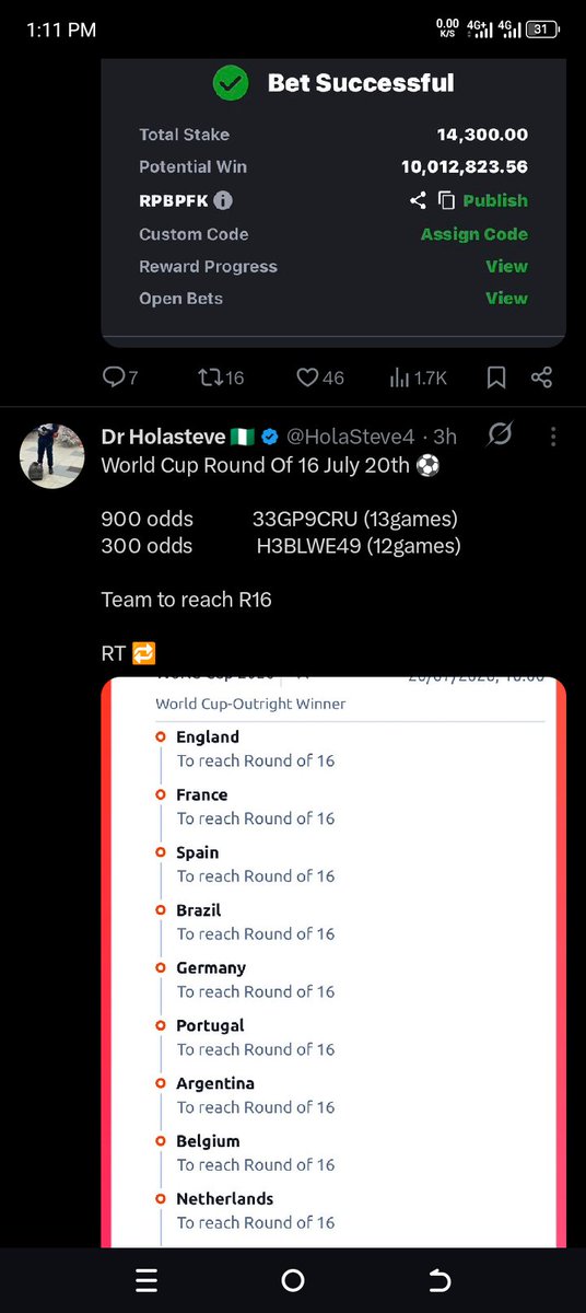mustarmovic's tweet photo. @PuntrrAi Convert this code to sporty bet https://t.co/WwYh5ivoc2