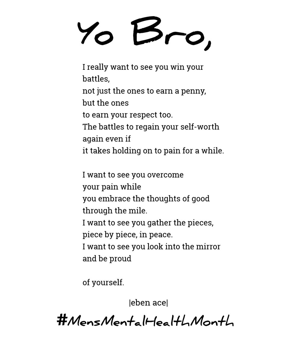 acesarfo's tweet photo. June: Men's Mental Health Awareness Month 

#mentalhealth #poetry #mensmentalhealth #poetrcommunity #brotherhood #depression https://t.co/CC7zHfhpqN