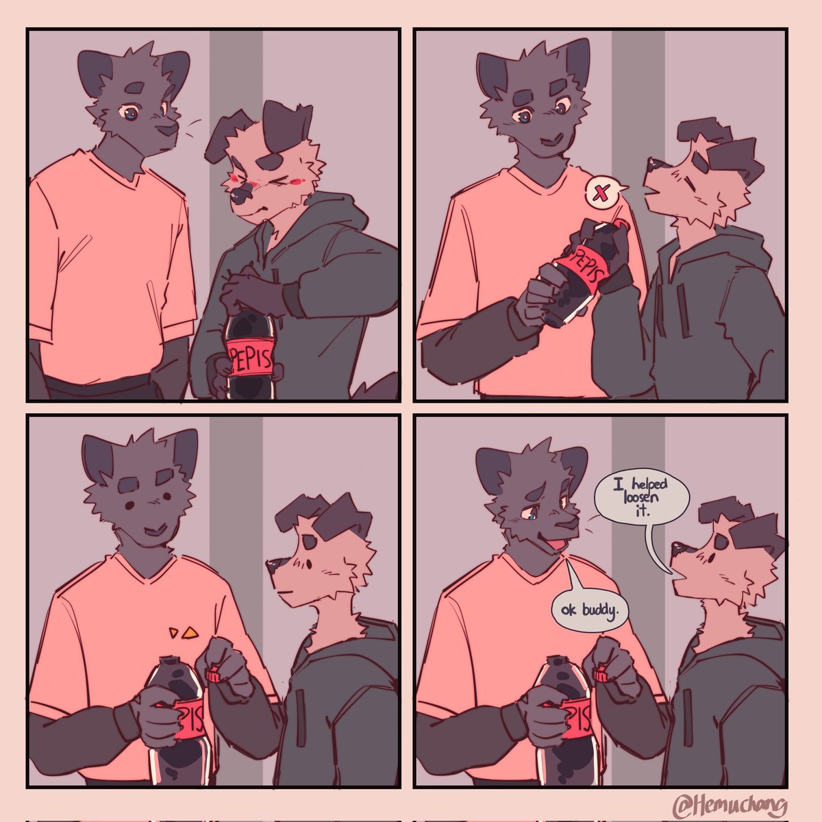 AnthroWolfie's tweet photo. The ultimate test of strength 💪🤣❤️ 

🎨 Art by @Hemuchang https://t.co/YjHHauuWn4