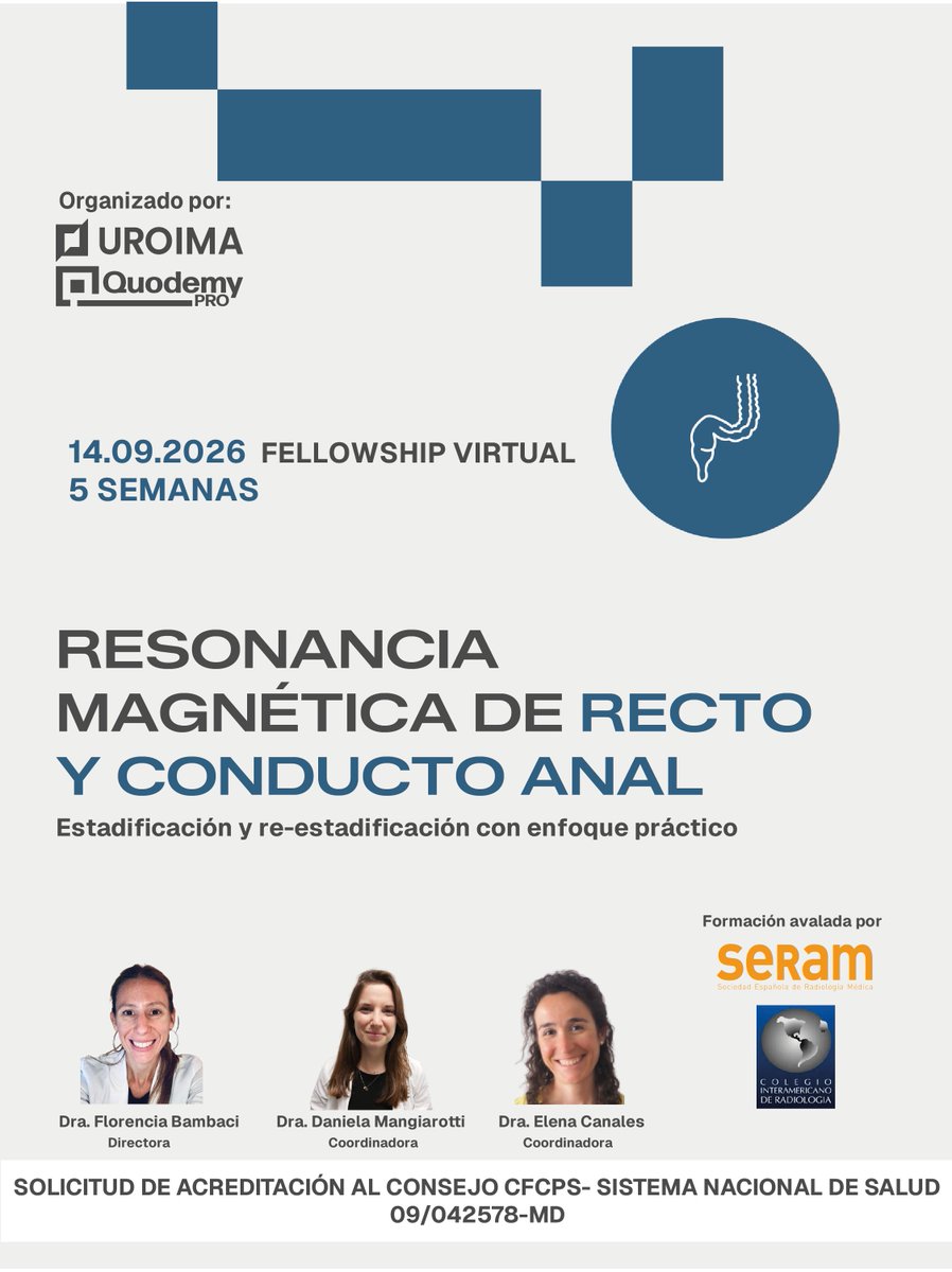 CIRsocial's tweet photo. Resonancia Magnética de Recto y Conducto Anal
Dos becas a miembros del CIR:
1 beca para residentes de radiología
1 beca para radiólogos en ejercicio
Inscríbete ahora:
https://t.co/qvfZK71qmb https://t.co/lBepjY0Ut2