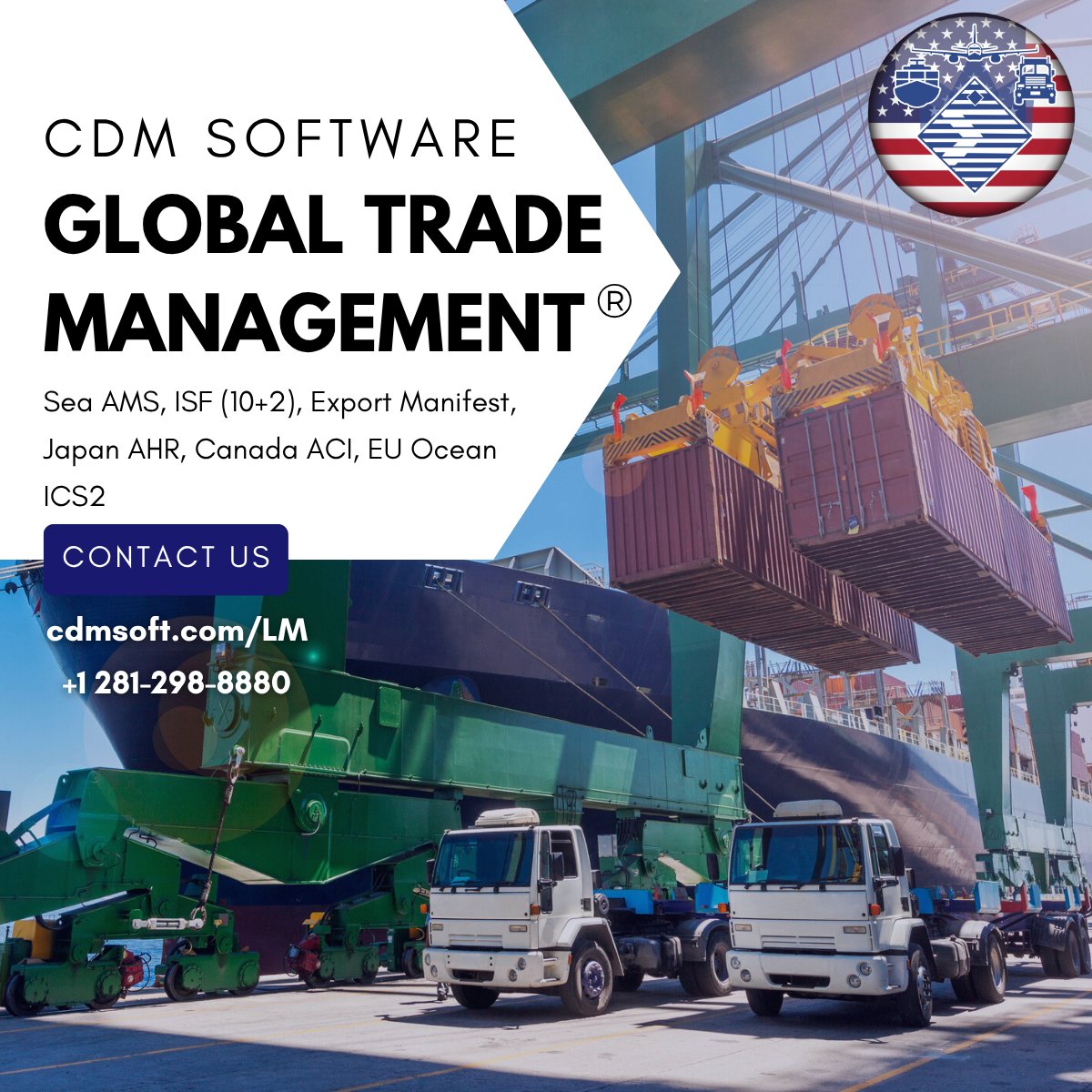 CDMSoftwareHou's tweet photo. Take a load off your #logisticsmanagement by getting your #shipping #compliance handled for you through CDM Global Trade Management®. Simplify your #supplychain.

#logistics #freight #freightforwarding #import #export #transport #seafreight #cargo https://t.co/N43Ep8MYS7