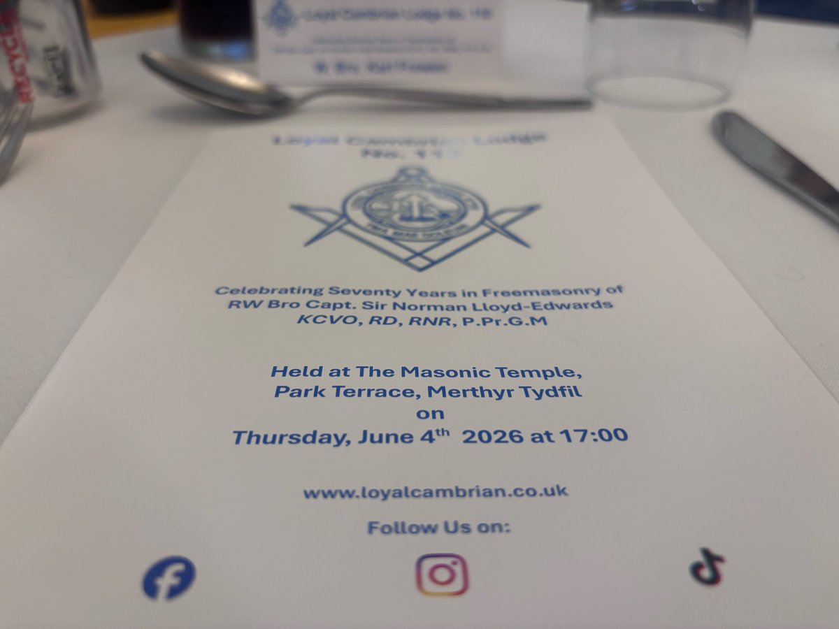 SProvcomm's tweet photo. At @loyalcambrian celebrating Captain Sir Norman Lloyd Edwards 70 years in Freemasonry. https://t.co/1spuJIP28W
