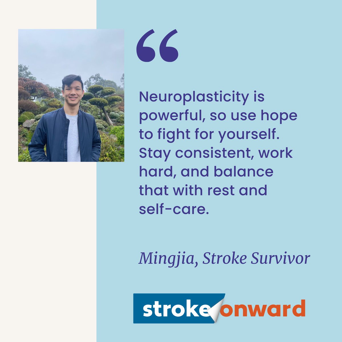 StrokeOnward's tweet photo. At just 21, Mingjia suffered a hemorrhagic stroke caused by an AVM, he faced months of hospitalization, surgery, and the challenge of rebuilding his college experience and identity.  

Read the full story on SOCC: https://t.co/fsXX8qoMWF 

#SOCC #StrokeRecovery https://t.co/PEEikLK9eg