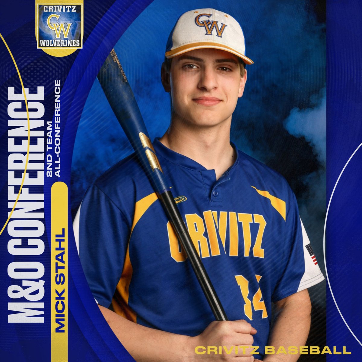 CrivWolverines's tweet photo. The M&amp;O Conference recently released this year's All-Conference Baseball Awards.  Congratulations to members of our Baseball Program on a terrific season.  #GoWolverines https://t.co/M4kiGNApBI