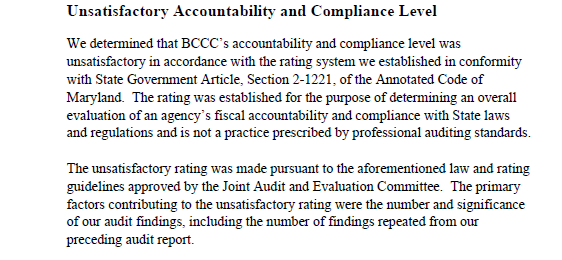 MikenzieFrost's tweet photo. Auditors "determined that BCC's accountability and compliance level was unsatisfactory," per the report. https://t.co/UFs33cGSv5