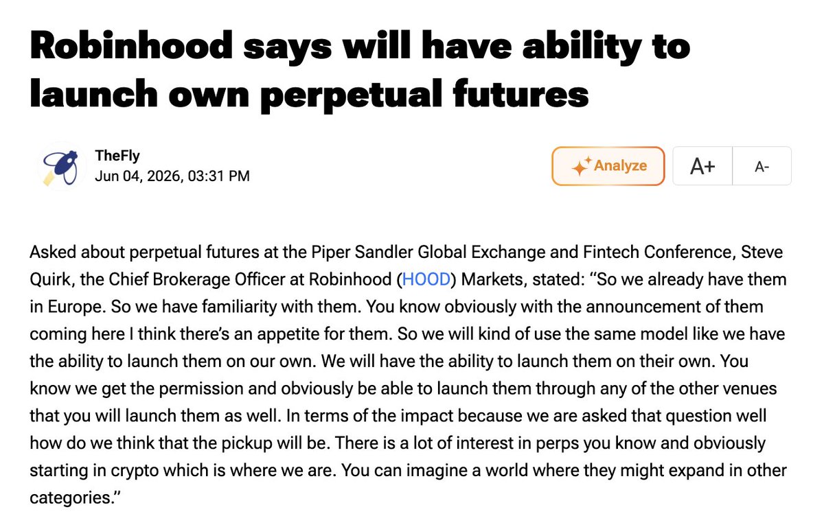 hood__house's tweet photo. 🚨 BREAKING: ROBINHOOD'S STEVE QUIRK HINTS $HOOD WILL LAUNCH PERPETUAL FUTURES IN THE U.S. ONCE APPROVED https://t.co/ladkQAbPfT