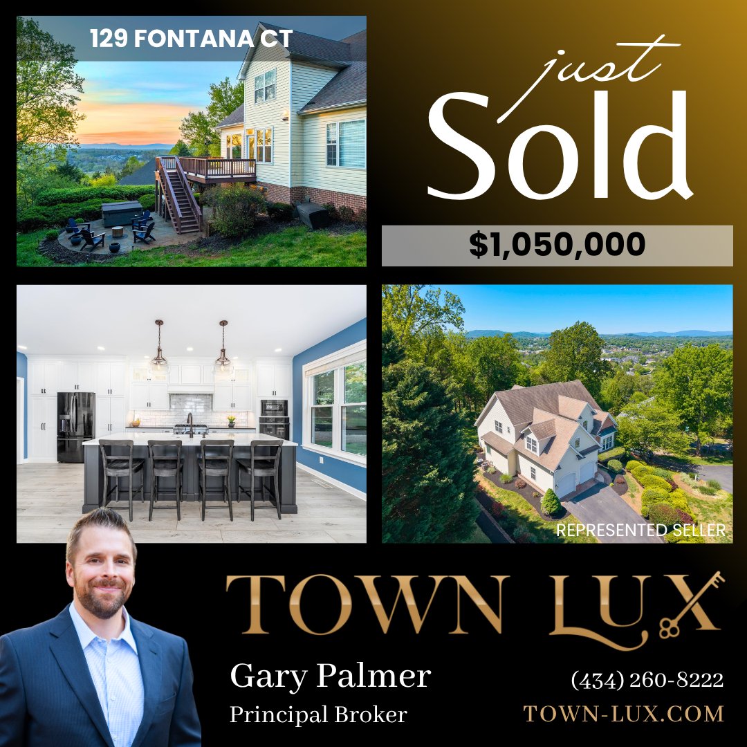 TownRealtyVA's tweet photo. Congratulations to our clients on the recent sale of their beautiful 5BR/4.5BA home in the Fontana community, where breathtaking views of the Blue Ridge sunsets made every evening unforgettable! 🥰

Visit https://t.co/vU2X1IdUPm to view Charlottesville’s most desirable homes. https://t.co/5qSgDu04dn