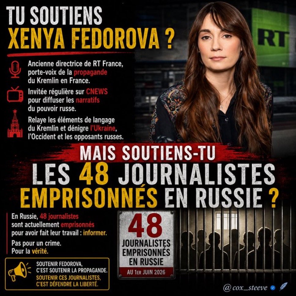 StBrassart's tweet photo. @YvesPDB @xfedorova Tu sais quoi ? C’est pas une journaliste, c’est une public RP du Kremlin https://t.co/5jel0WRfTu