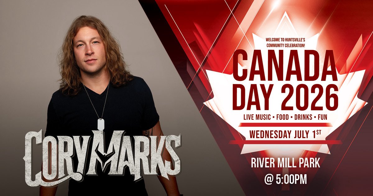 corymarksmusic's tweet photo. Huntsville, Ontario. July 1st Canada Day! 🇨🇦 
Come celebrate with me at 5pm River Mill Park. The concert is free and open to all. @explore.huntsville 
#corymarks #huntsville #ontario #canadaday https://t.co/kS2J618gnC