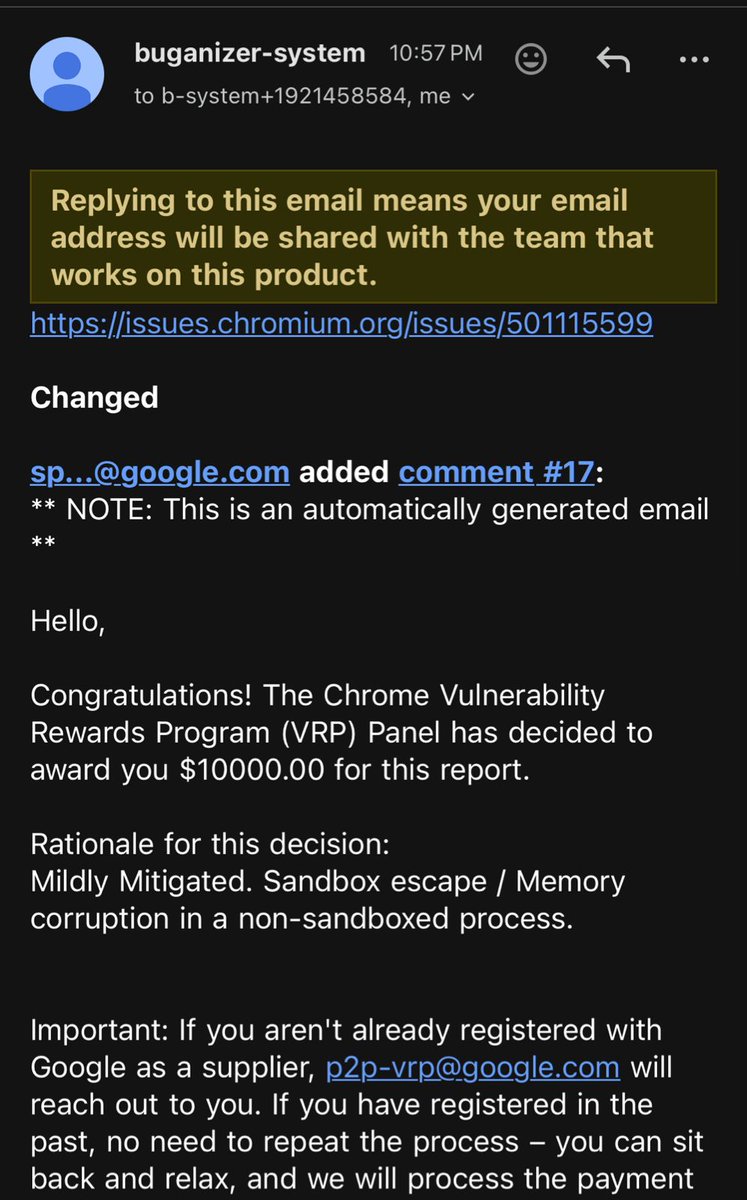 odinshell's tweet photo. Second SBX bug just got fixed, more CVEs coming!

#chromium #googleVRP https://t.co/AEUnqpsF4D