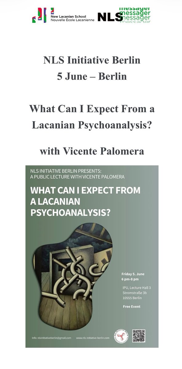 NLS_AMP's tweet photo. [nls-messager] Initiative Berlin: What Can I Expect From a Lacanian Psychoanalysis? https://t.co/l15fTzNoUA