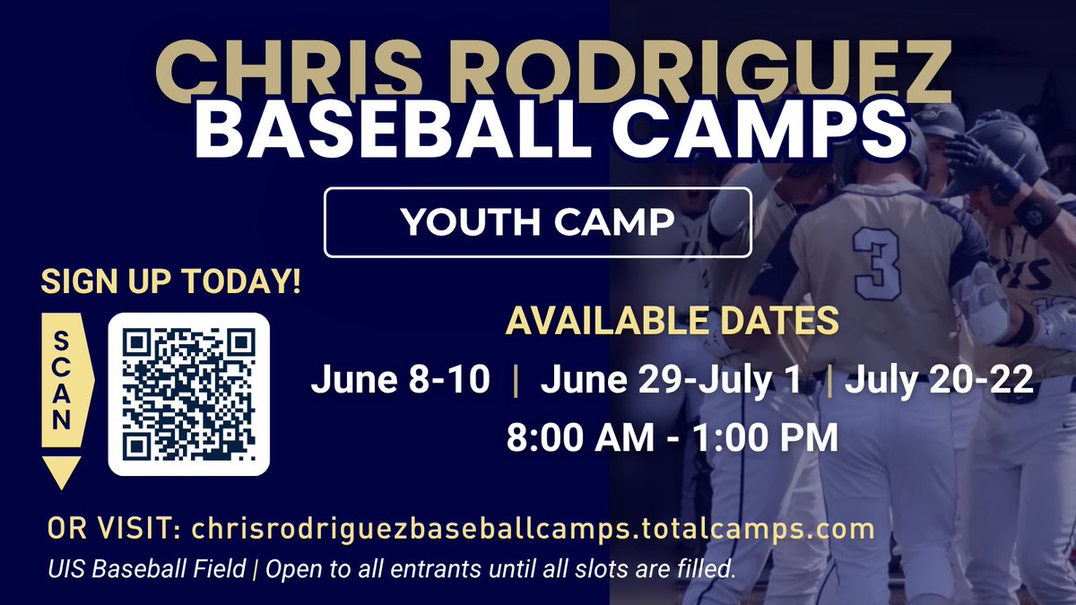 Baseball_UIS's tweet photo. 4️⃣ days out from our first youth camp‼️ 

Don’t miss out on an opportunity to learn the game and have some fun with our players and coaches💫💫 https://t.co/I5R807DT8B