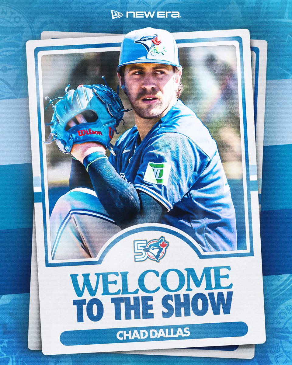 BlueJays's tweet photo. ROSTER MOVES: 

🔹 RHP Chad Dallas selected to the Major League roster and will be active tonight 

🔹 RHP Hayden Juenger optioned to Triple-A 

🔹 RHP Tanner Andrews designated for assignment

Welcome to The Show, Chad! https://t.co/2SS1zYGLgo