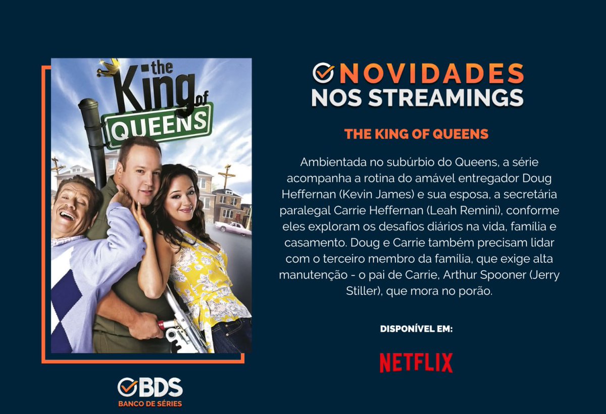 BDSnewsoficial's tweet photo. 🆕 'The King of Queens' foi adicionada ao catálogo da Netflix. https://t.co/kpzE2JaCKF
