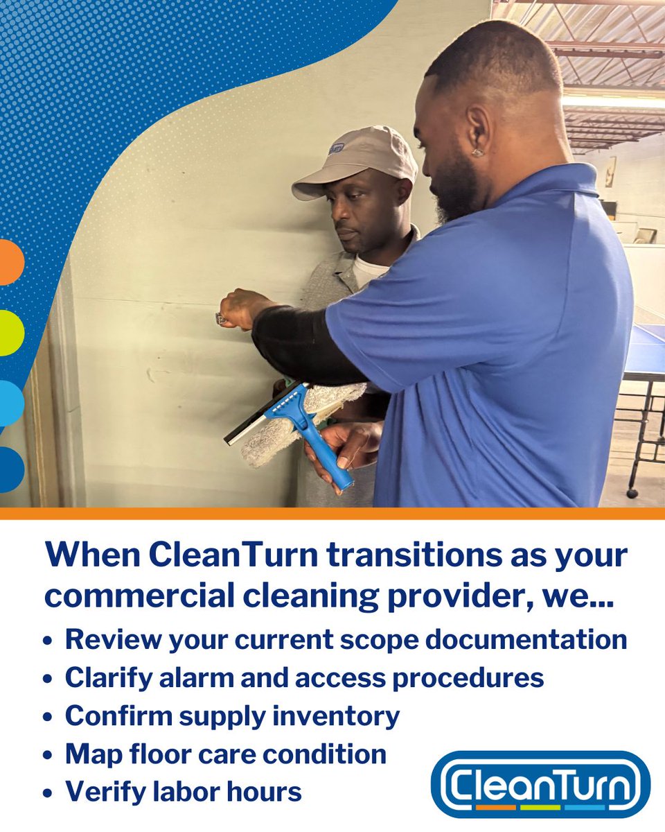 CleanTurnLLC's tweet photo. Communication is essential to starting work in a new facility! Opening those communication lines in the very beginning provides us with processes early on so that stability can be reached as the new cleaning vendor.

https://t.co/cIsRJYIl77 https://t.co/M3UBP0eQDb